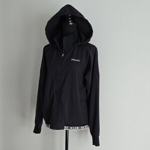 Bench Black Hooded Windbreaker Jacket with Branded Hem & Zipper Pockets